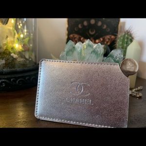 Silver Chanel card holder